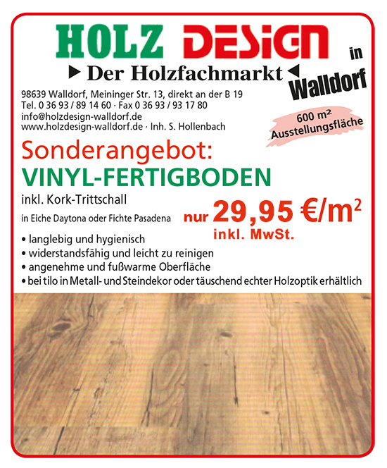 Sonderangebot Vinyl-Fertigboden von HolzDesign Walldorf